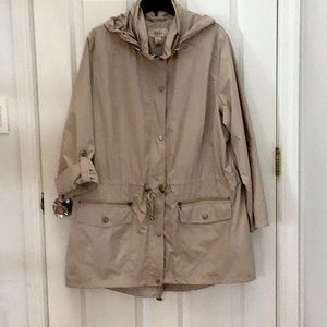 Style & co. XL tan rain jacket with hood.